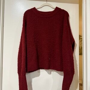 Olivaceous Deep Red Crew Neck Sweater